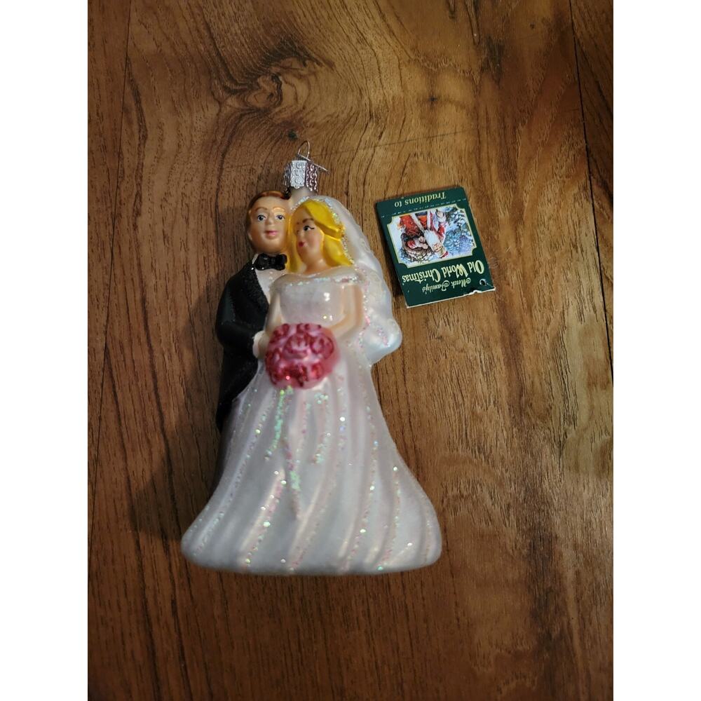 Old World Christmas Bride And Groom Glass Ornament With Box